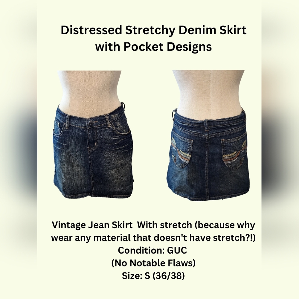 Distressed Stretchy Jean Skirt